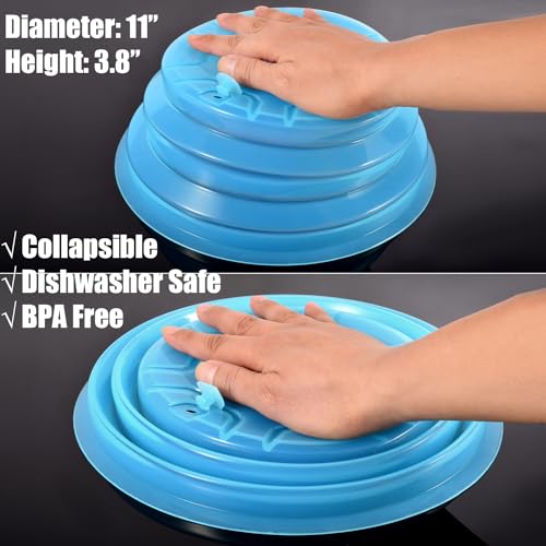 Kichwit Collapsible Silicone Microwave Plate Cover Splatter Guard, Dishwasher Safe & BPA Free, 11”, Blue - Image 3