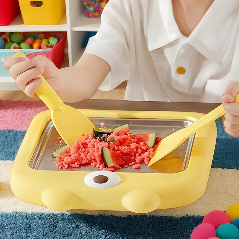 Non Electric Fried Yogurt Maker Ice Cream Tray with Spatulas for Family Activities - Image 4