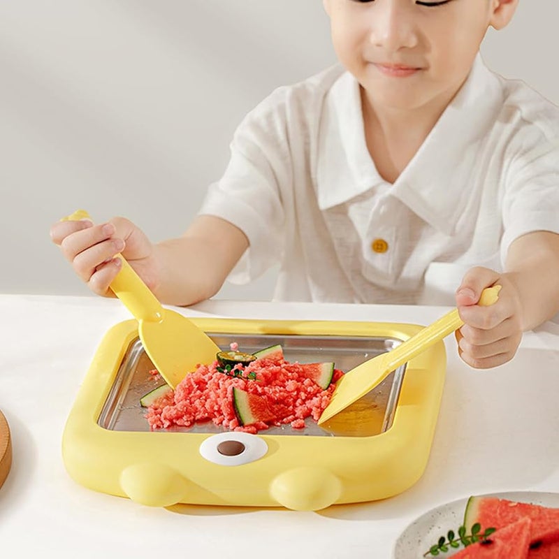 Non Electric Fried Yogurt Maker Ice Cream Tray with Spatulas for Family Activities - Image 3