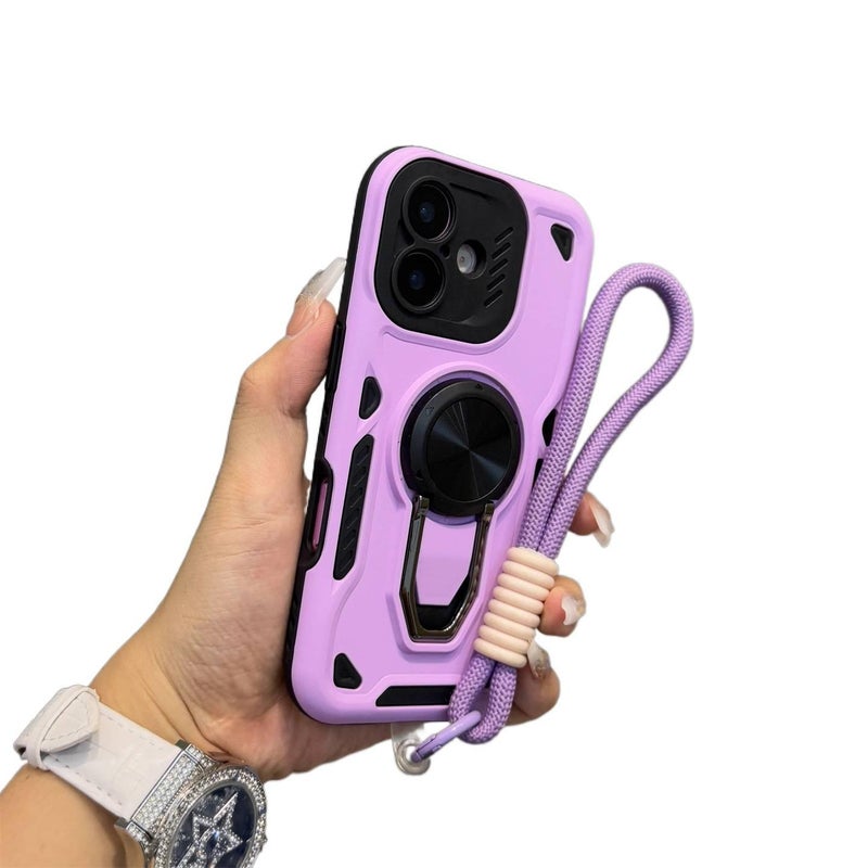 MS غطاء MagSafe بTPU لـ iPhone 13 مع حامل قائم وحبل تعليق مع مقاوم للصدمات مع حماية من السقوط مع مغناطيس قوي باللون بنفسجي مغناطيسي بوظيفة حامل من مادة TPU باللون البنفسجي - Image 1