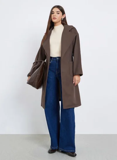 تايك تو معطف ميدي بني بقصة عادية يشبه الصوف