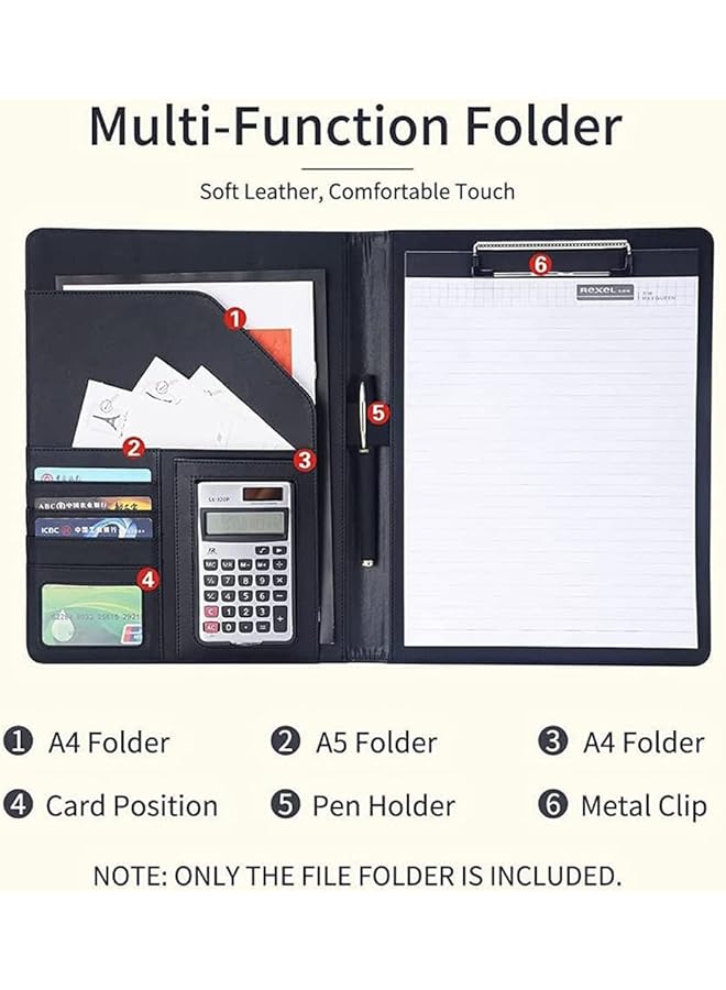 Arabest Padfolio Pu Leather Portfolio Folder Leather Business Portfolio Interview Resume Portfolio Organizer With A4 Size Writing Pad For Business School Office Conference  - Image 5