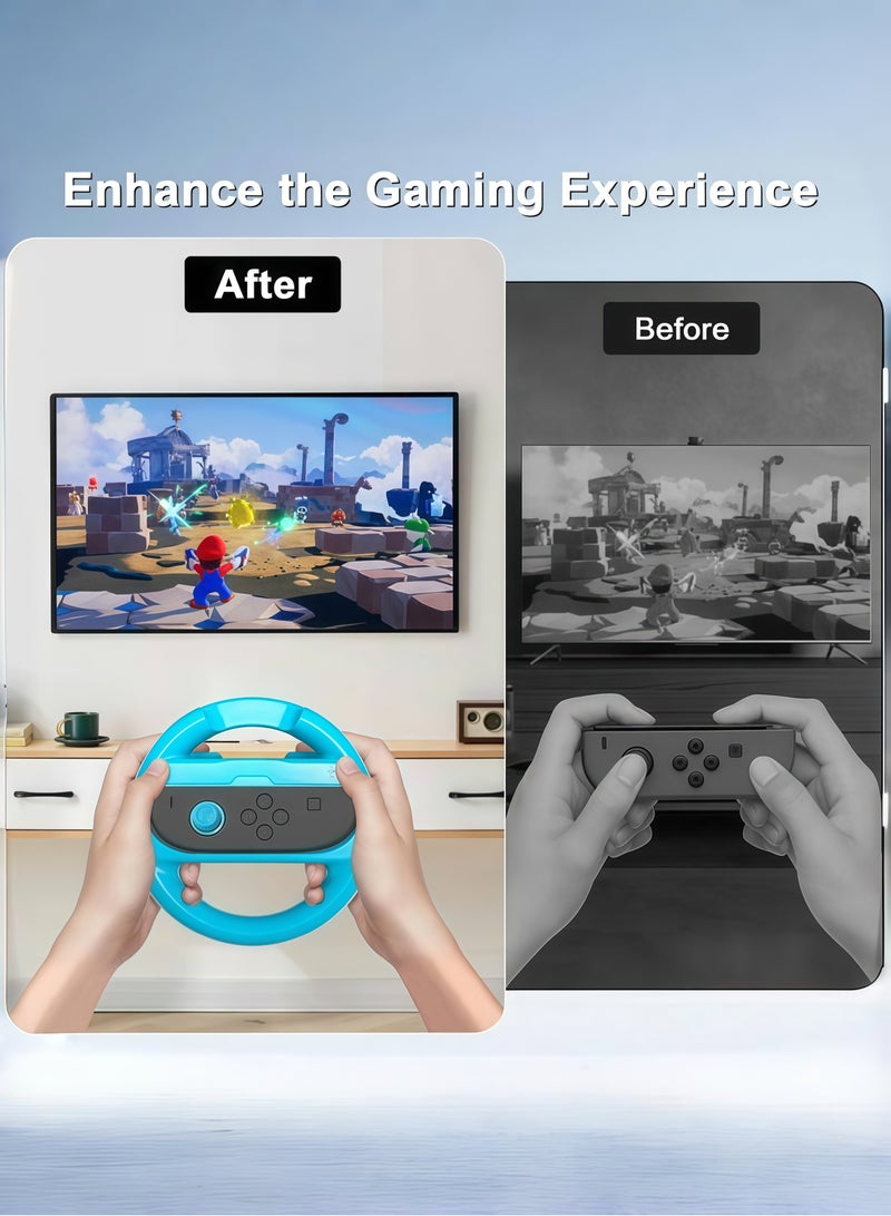 CoolRabbie Steering Wheel for Nintendo Switch 2/1 Joy-Con, Racing Wheel Compatible with NS2/NS/OLED for Mario Kart World 2025, with 6 Pcs Thumb Grip Caps for Joy-Con 2 Controllers - Image 4