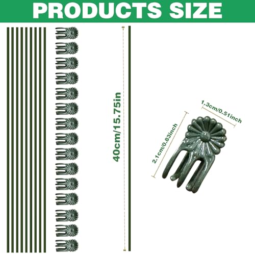 CANIPHA 10pcs Green Plant Support Stakes with 15pcs Clips, Bendable Stakes for Tall Plants, Indoor & Outdoor Use - Image 2