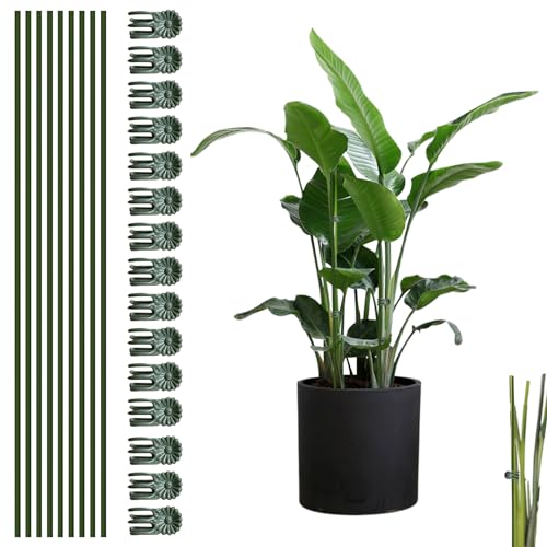 CANIPHA 10pcs Green Plant Support Stakes with 15pcs Clips, Bendable Stakes for Tall Plants, Indoor & Outdoor Use - Image 1