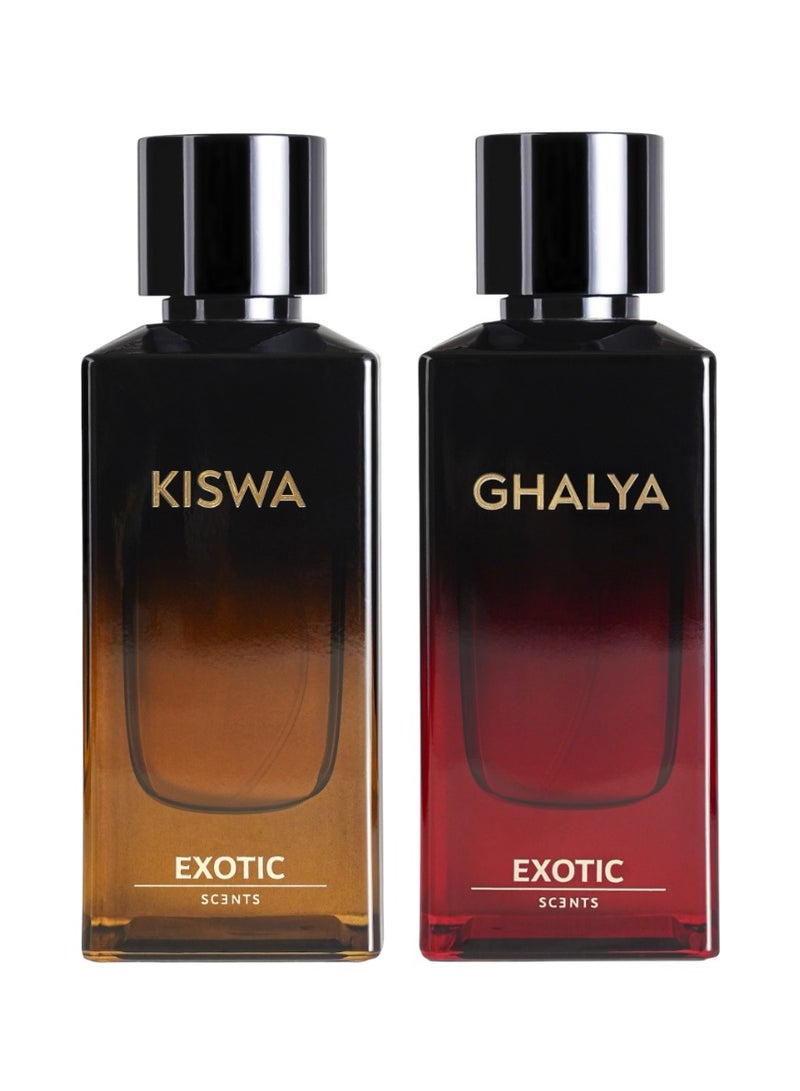 Exotic Scents Exotic Scents Eau de Parfume Combo KISWA & GHALYA - 80ml Each Unisex Long Lasting, For Everyday Use 