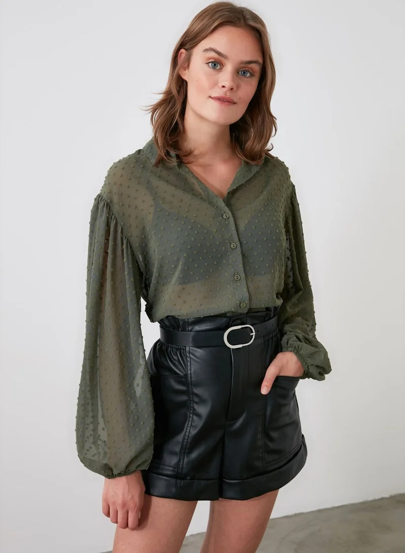 trendyol Polka  Dot Balloon Sleeve Top