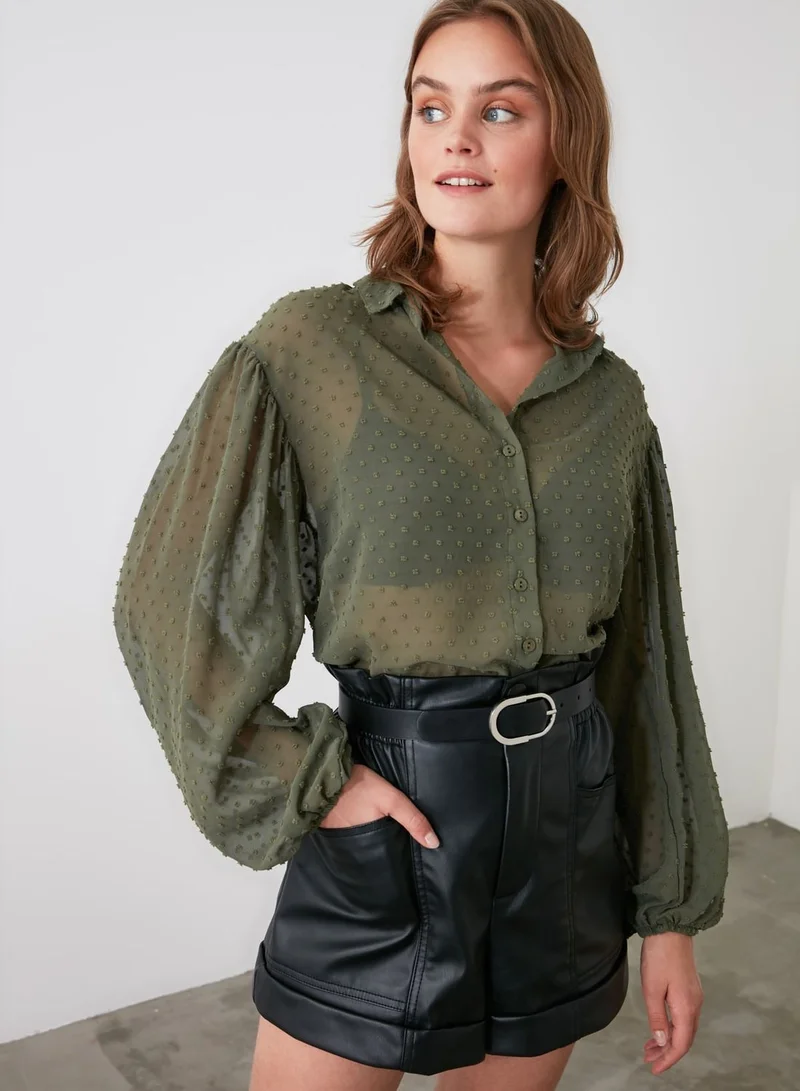 trendyol Polka  Dot Balloon Sleeve Top