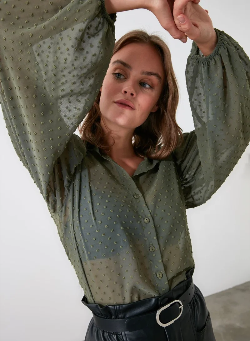 trendyol Polka  Dot Balloon Sleeve Top