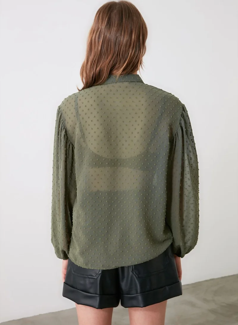 trendyol Polka  Dot Balloon Sleeve Top