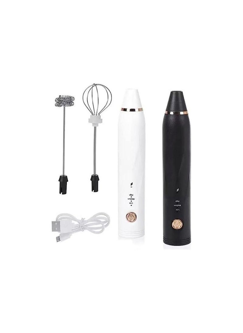 sokany Milk Frother with 3 Adjustable Speeds, Egg Beater, USB Rechargeable, Hot Chocolate, Cappuccino and Latte Frother, 2 Stainless Steel Whisks 