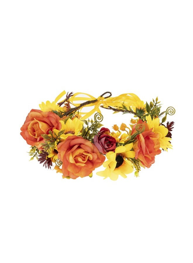 DreamLily Maternity Woodland Photo Shoot Peony Flower Crown Hair Wreath Wedding Headband BC44 (T-Fall Orange Crown) - Image 1