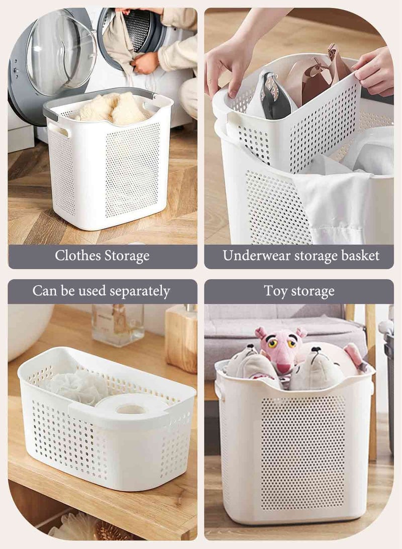 HomarKet Plastic Laundry Basket, Plastic Washing Baskets Dirty Clothes Hamper with Handles, Laundry Hamper Storage Basket with Underwear Basket for Storage Clothes in Bedroom, Bathroom  - Image 2