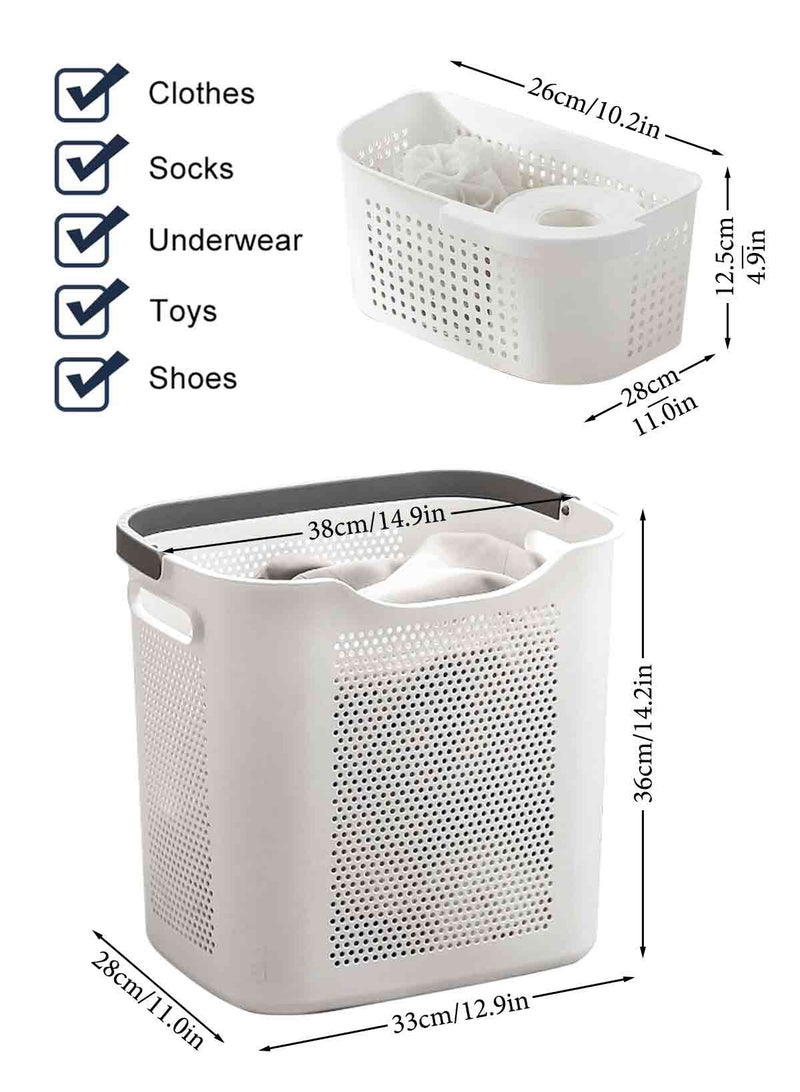 HomarKet Plastic Laundry Basket, Plastic Washing Baskets Dirty Clothes Hamper with Handles, Laundry Hamper Storage Basket with Underwear Basket for Storage Clothes in Bedroom, Bathroom  - Image 4