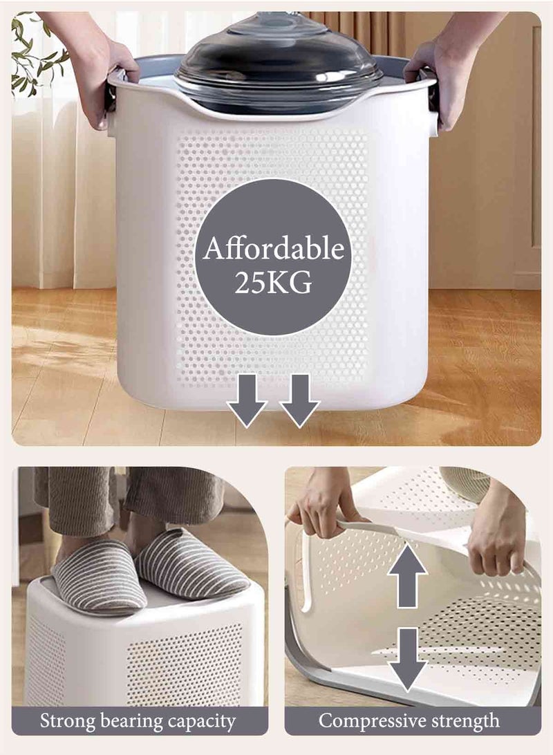 HomarKet Plastic Laundry Basket, Plastic Washing Baskets Dirty Clothes Hamper with Handles, Laundry Hamper Storage Basket with Underwear Basket for Storage Clothes in Bedroom, Bathroom  - Image 3