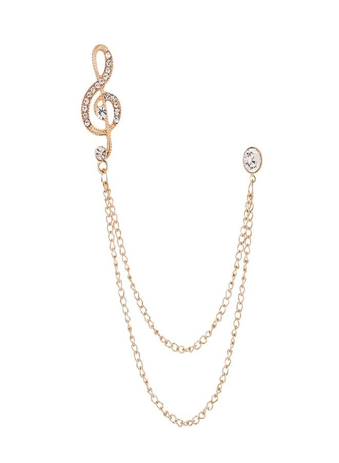 Izpack Crystal Music Note Hangling Chain Brooch Lapel Pin Rhinestone Musical Long Tassel Brooches Pins Dress Suit Tuxedo Corsage Accessories Dainty Dance Party Musician Jewelry for Women Men (Gold) - Image 1