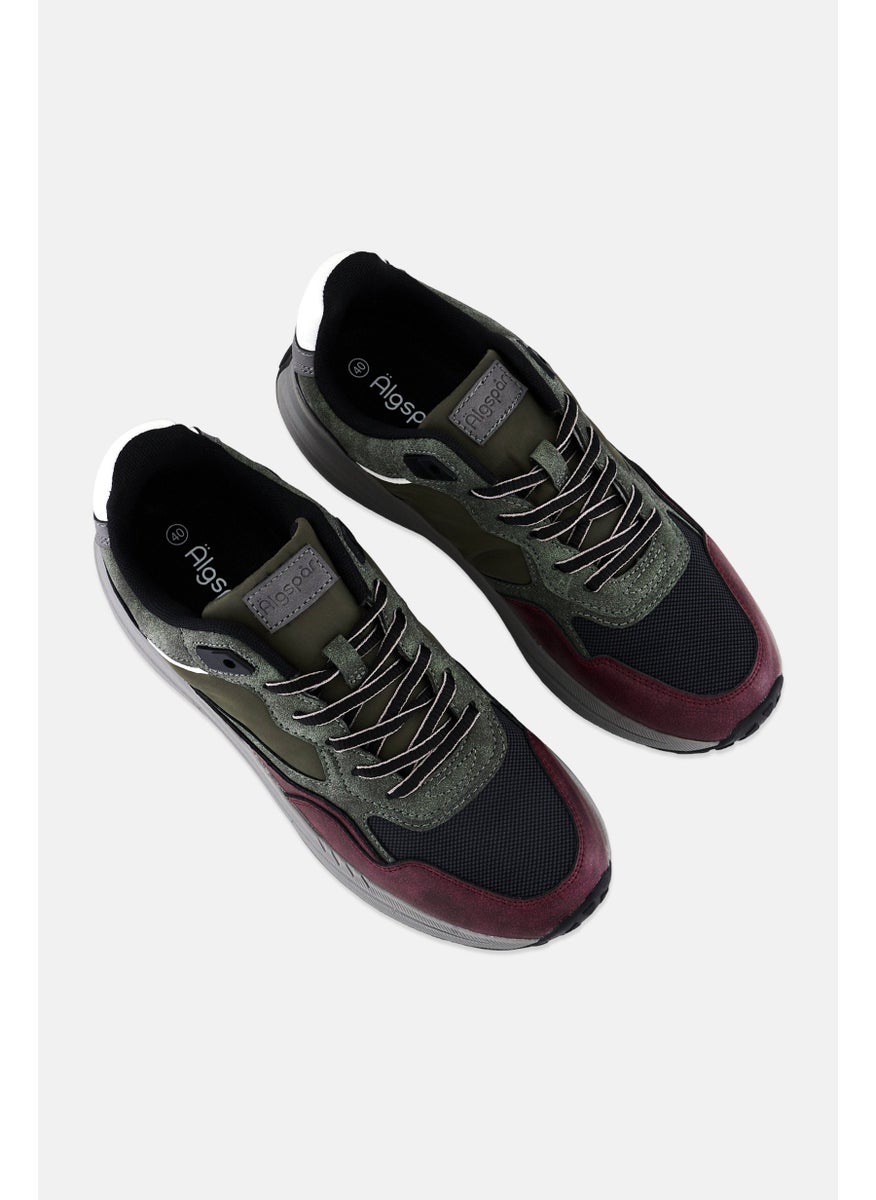 Algspar - Men Lace Up Casual Sneakers, Olive - Image 1