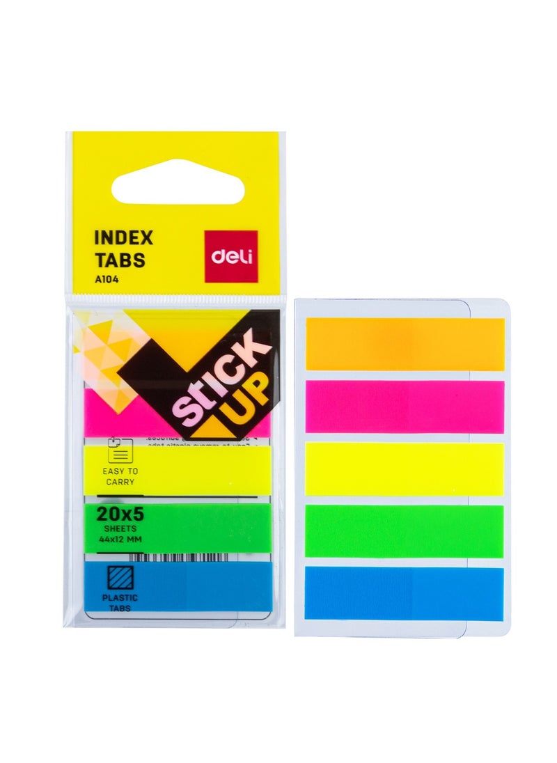 Deli 100-Piece Plastic Index Tabs 44x12mm Size Multicolour  - Image 1