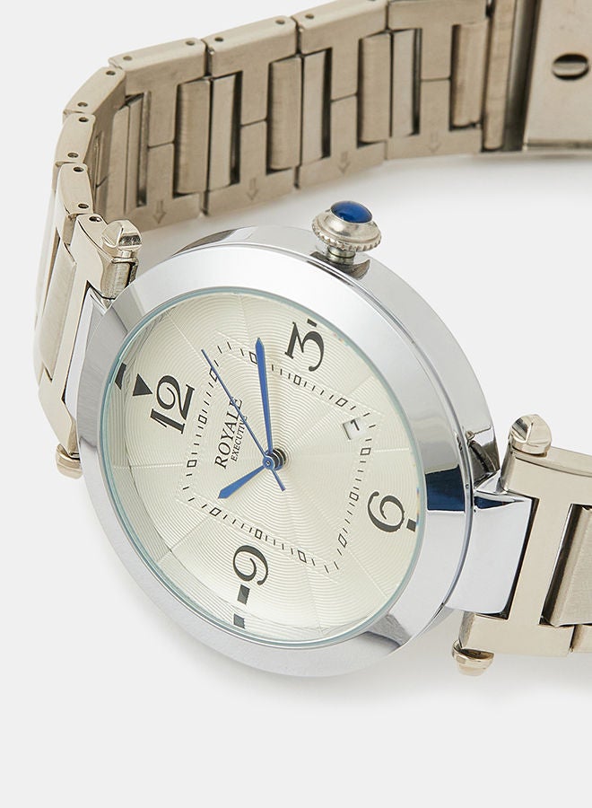 Royale Mega Round Shape Analog Wrist Watch RE104 I - 40mm - Silver - Image 3