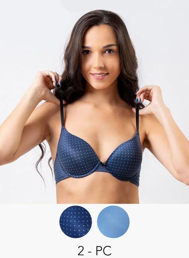 Aadaraya Set of 2 - Aadaraya Assorted Plunge Bra with Hook and Eye Closure