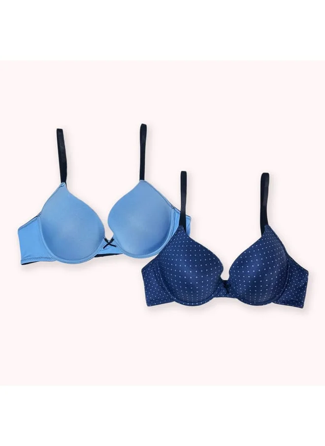 Aadaraya Set of 2 - Aadaraya Assorted Plunge Bra with Hook and Eye Closure