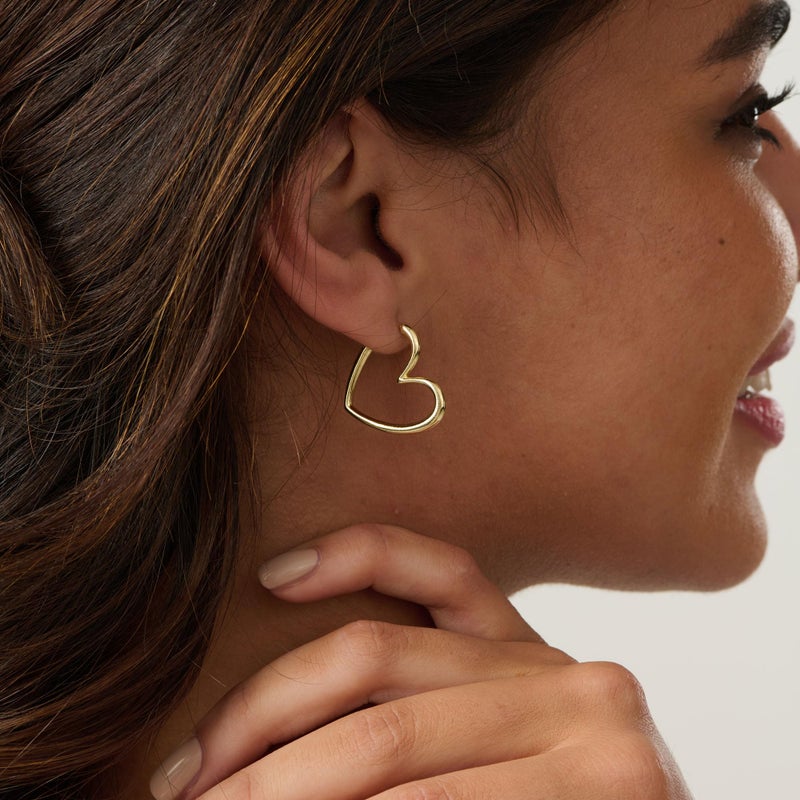 LLWOM Gold Huggie Earrings for Women, 14k Gold Plated Heart Hoop Earrings Hypoallergenic Lightweight Hoops Gifts - Image 4