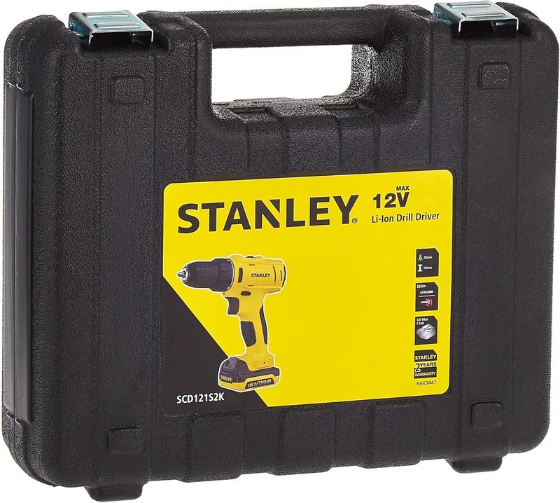Stanley Cordless Hammer Drill, 12V, 1.5Ah Li-Ion Battery + 16 Pieces Drill & Screwdriver Bits Set - Sch121S2Kme1-B5 - Image 3