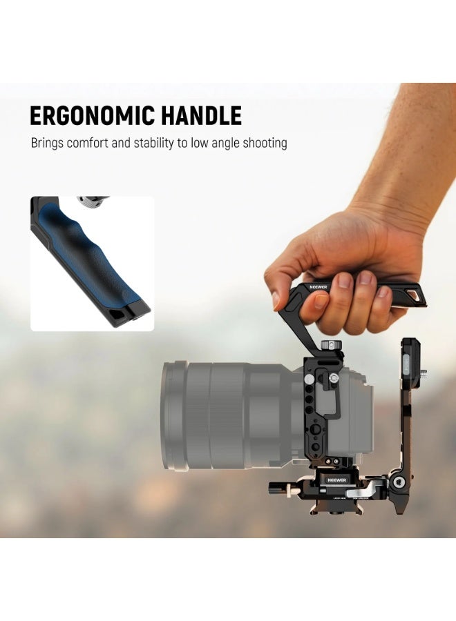 Neewer Camera Cage Rig for Sony FX3/FX30, Formfitting Video Cage with Multiple Mounting Points, HDMI Cable Clamp, NATO Rail, Cold Shoe & 1/4" 3/8" Threads, Arca Quick Release Base, Compatible with DJI RS4/RS3/RS2 Gimbals | Professional Camera Protection Frame - Image 4