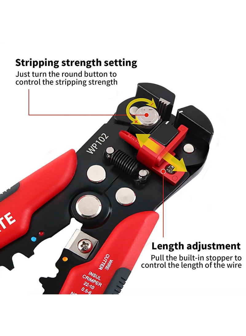 Excefore 3 in 1 Automatic Universal Wire Stripping Tool, 10-24 AWG Self Adjusting Wire Stripper/Wire Crimper/Wire Cutter, Multifunctional Wire stripper and Crimping Tool, 8 Inch - Image 2