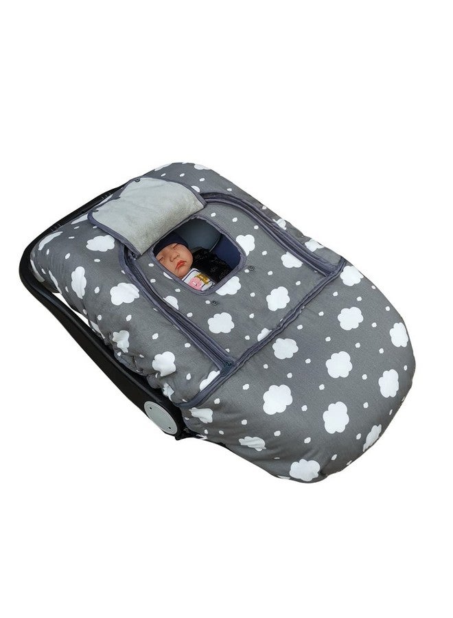 DODO NICI Carseat Cover, Winter Baby car seat Covers for Infant car seat, Baby Carrier Cover Canopy, Window in Door Zipper Open, Thick Padded, Grey Cloud; - Image 1