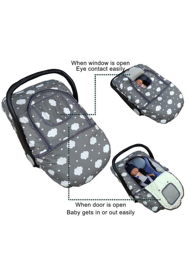 DODO NICI Carseat Cover, Winter Baby car seat Covers for Infant car seat, Baby Carrier Cover Canopy, Window in Door Zipper Open, Thick Padded, Grey Cloud; - Image 3