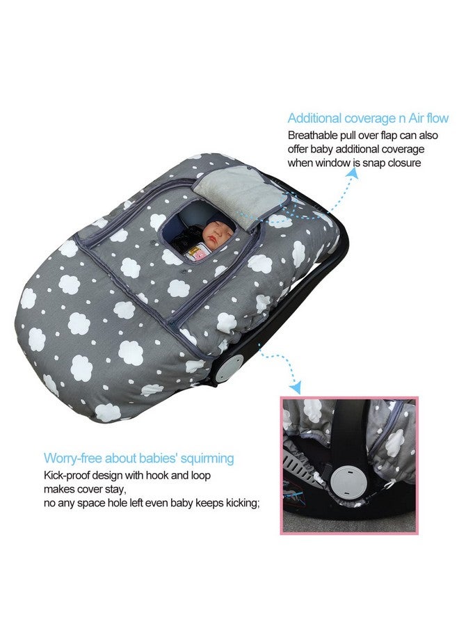 DODO NICI Carseat Cover, Winter Baby car seat Covers for Infant car seat, Baby Carrier Cover Canopy, Window in Door Zipper Open, Thick Padded, Grey Cloud; - Image 5