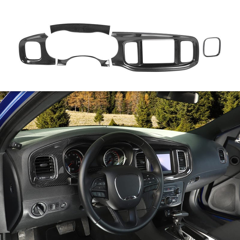 CheroCar Center Console Dashboard Trim Cover Interior Accessories for 20152025 Dodge ChargerCarbon Fiber