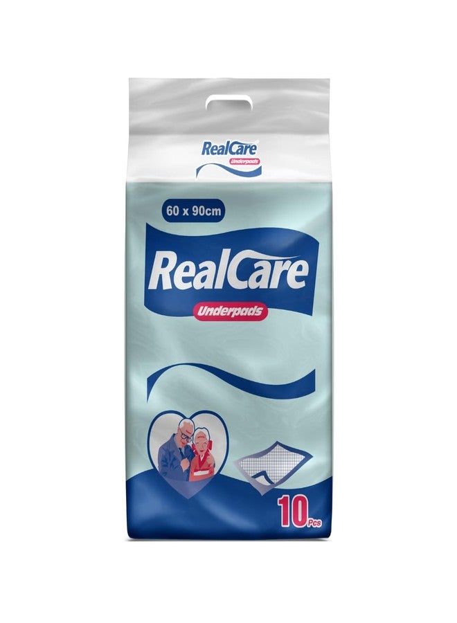 فوط صحية ليلية للبالغين من Realcare، عبوة من قطعة واحدة (10 قطع)، فوط سرير للاستخدام مرة واحدة ذات امتصاص عالٍ لسلس البول وحماية مانعة للتسرب، للجنسين، 60 × 90 سم.