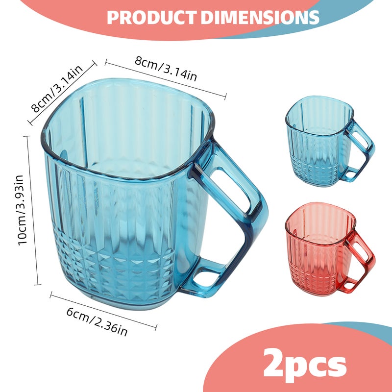 هاسذيب كوب غسول الفم HASTHIP ® 2 في 1 مع حامل فرشاة الأسنان - تصميم تجفيف مقلوب، كوب مائل رأسًا على عقب للصرف السريع، أكواب غسول الفم الشفافة الأنيقة المطرقة، مجموعة من 2 - Image 2