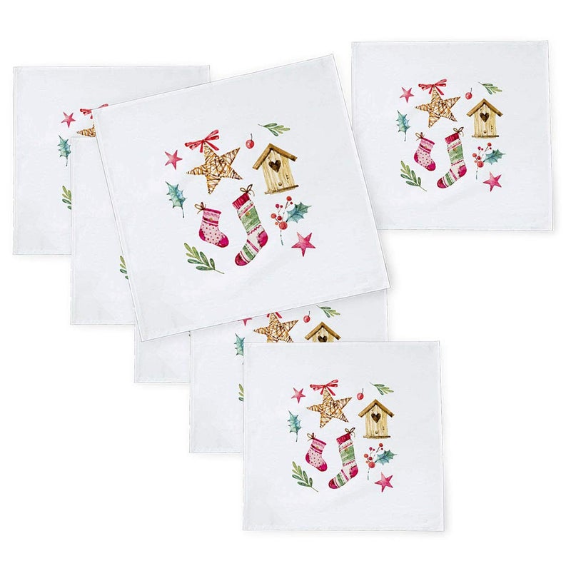 Khakee مناديل طاولة حرير تفطة بموضوع عيد الميلاد 6 قطع 10x10 لتزيين عيد الميلاد زينة عيد الميلاد هدية عيد الميلاد npxmas71P - Image 1