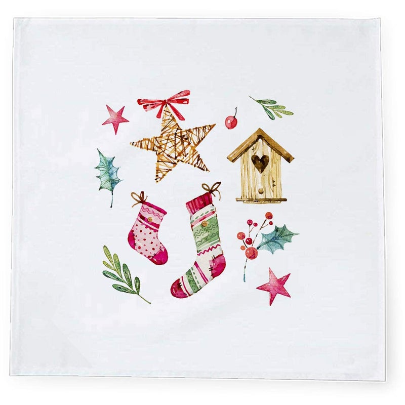 Khakee مناديل طاولة حرير تفطة بموضوع عيد الميلاد 6 قطع 10x10 لتزيين عيد الميلاد زينة عيد الميلاد هدية عيد الميلاد npxmas71P - Image 2