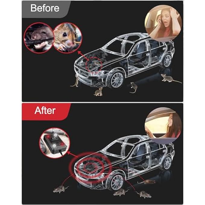 rayihni Ultrasonic Mice Repeller for Mice, Ultrasonic Mice Repeller for Cars with Flash, Cat Repellent, Anti Martor Pigeon Repeller for Insects, Mosquitoes, Cockroaches, Bedbugs, Spiders - Image 3