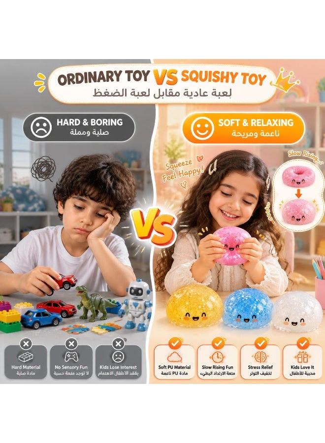 4 Pack Cute Bun Squishy Toy, Slow Rising Soft PU Sensory Fidget Toy, Glitter Squeeze Stress Relief Toy for Kids, Kawaii Squishy Gift for Birthday Party, Fun Relaxing Toy - Image 2