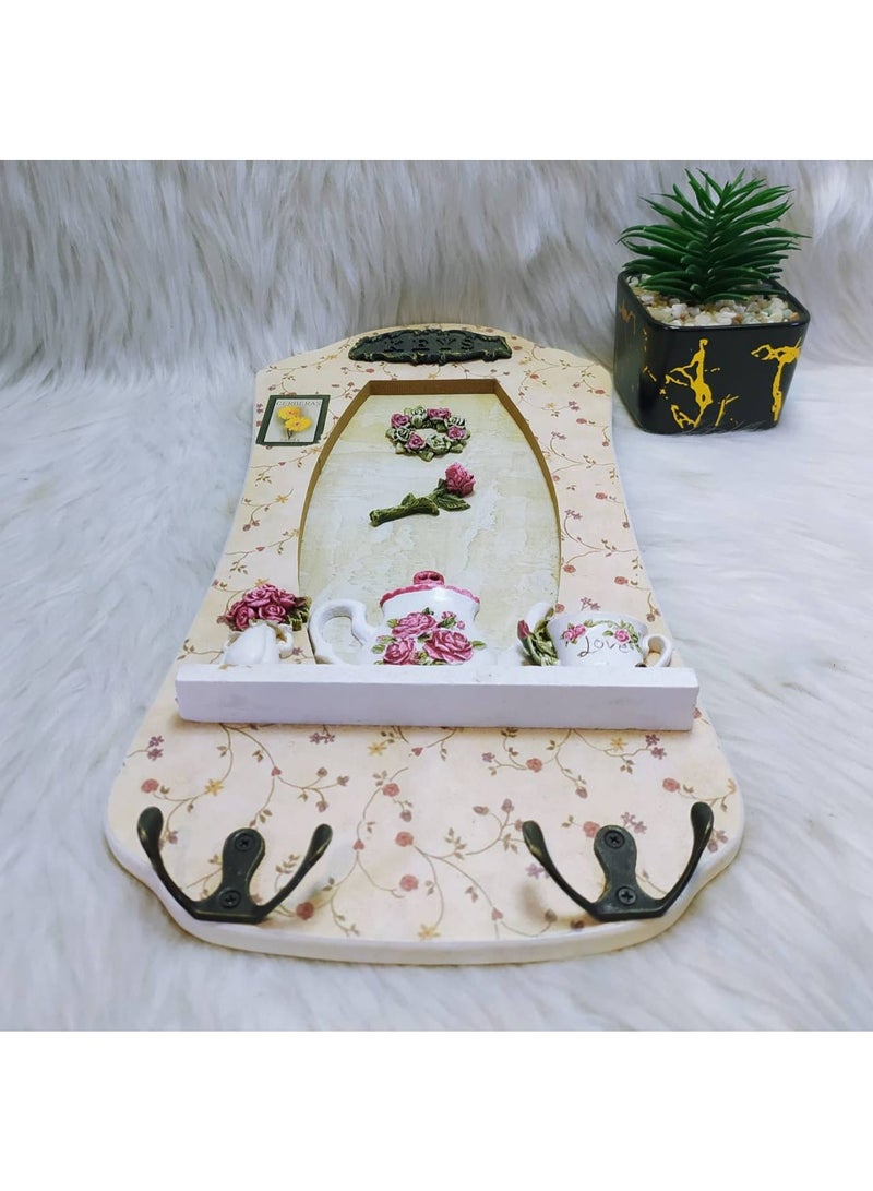 ناما لوحة حامل مفاتيح  لتعليق المفاتيح ديكور بنمط شايب شيك (Shabby Chic) أو ريفي زهري. - Image 2