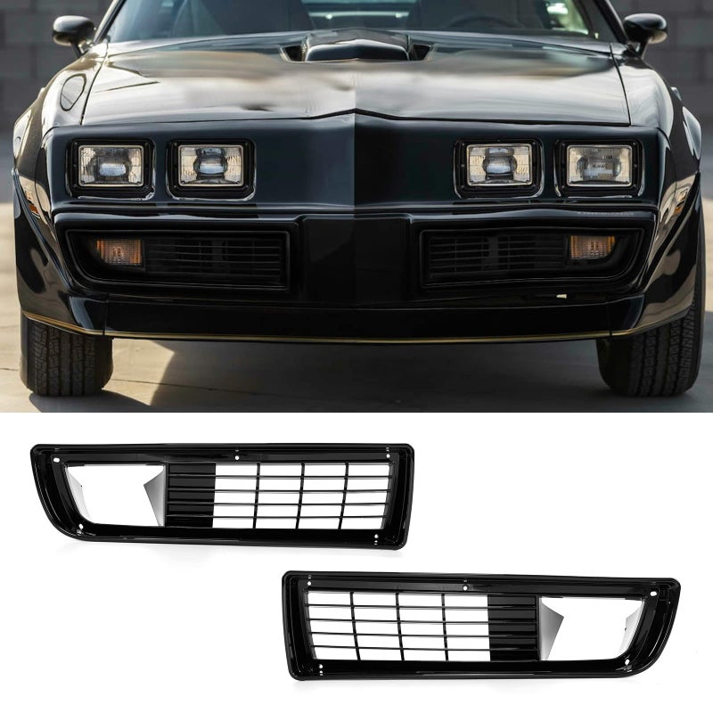 AMSRPAC Front Bumper Grille CoverFront Lower Bumper Grill Cover Replacement compatible with Pontiac Firebird Trans Am 1979 1980 1981Black 2PCS