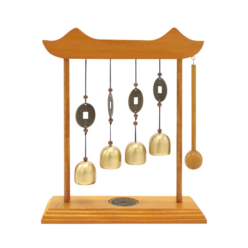 Vintage Copper Bell Windbell Copper Bell& Coin Chimes Desktop Wind Chimes for Lucky Wealthy Ornament Decorative Bell - Image 1