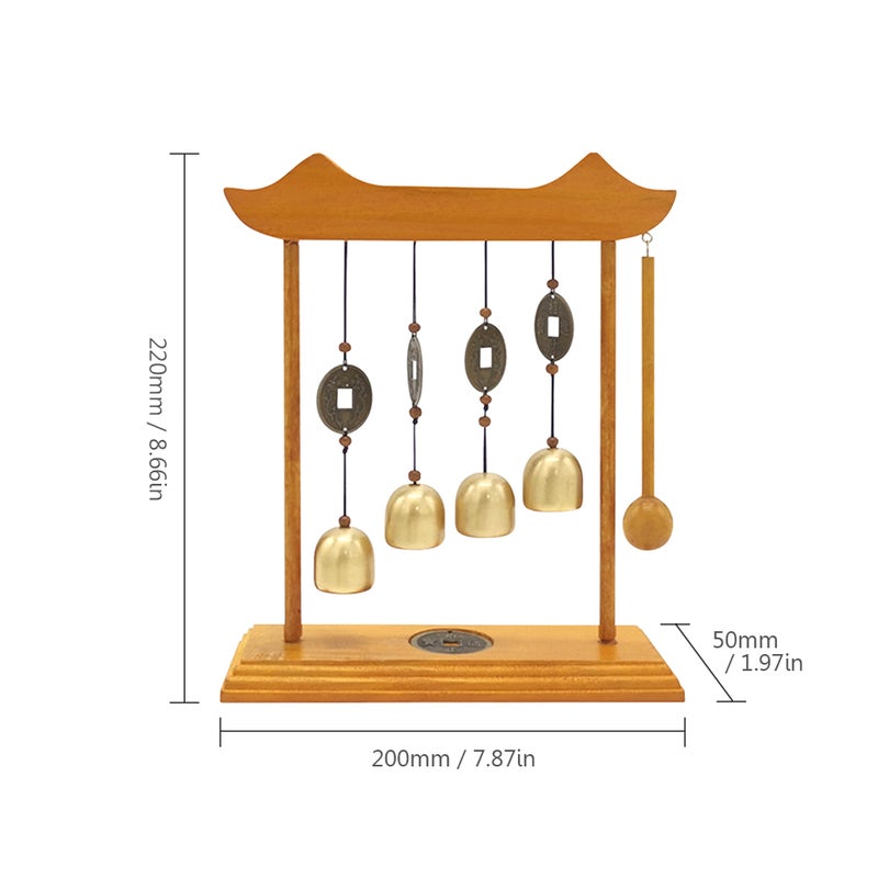 Vintage Copper Bell Windbell Copper Bell& Coin Chimes Desktop Wind Chimes for Lucky Wealthy Ornament Decorative Bell - Image 5