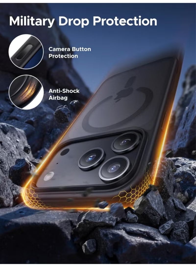 جاجيك Magnetic Case for iPhone 17 Pro Compatible with MagSafe | Mil-Grade Drop Shockproof Slim Frosted Phone Cover | Durable Anti-Scratch Slim Protective Case | Black Magnetic iPhone 17 Pro Case for Everyday Use | Ultra-Slim Lightweight Protective Shell - Image 3