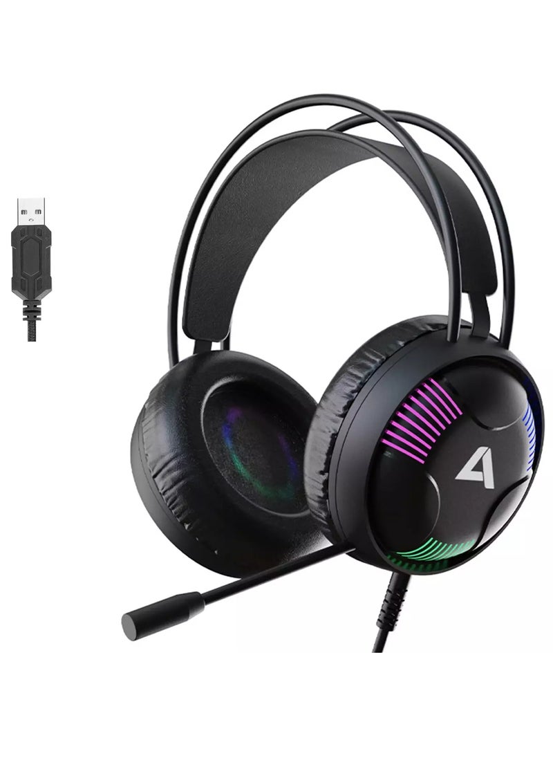 Generic - ACESTEK AH11  7.1 Surround Sound PS4 Headset with Microphone, For Games, PC Headphones, Heavy Bass, Telescopic, Noise Isolation, Wired, FPS Compatible, LED Light - Image 1