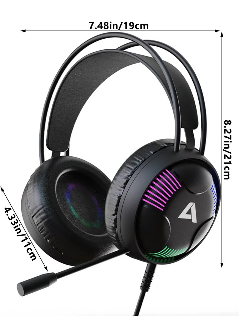 Generic - ACESTEK AH11  7.1 Surround Sound PS4 Headset with Microphone, For Games, PC Headphones, Heavy Bass, Telescopic, Noise Isolation, Wired, FPS Compatible, LED Light - Image 1