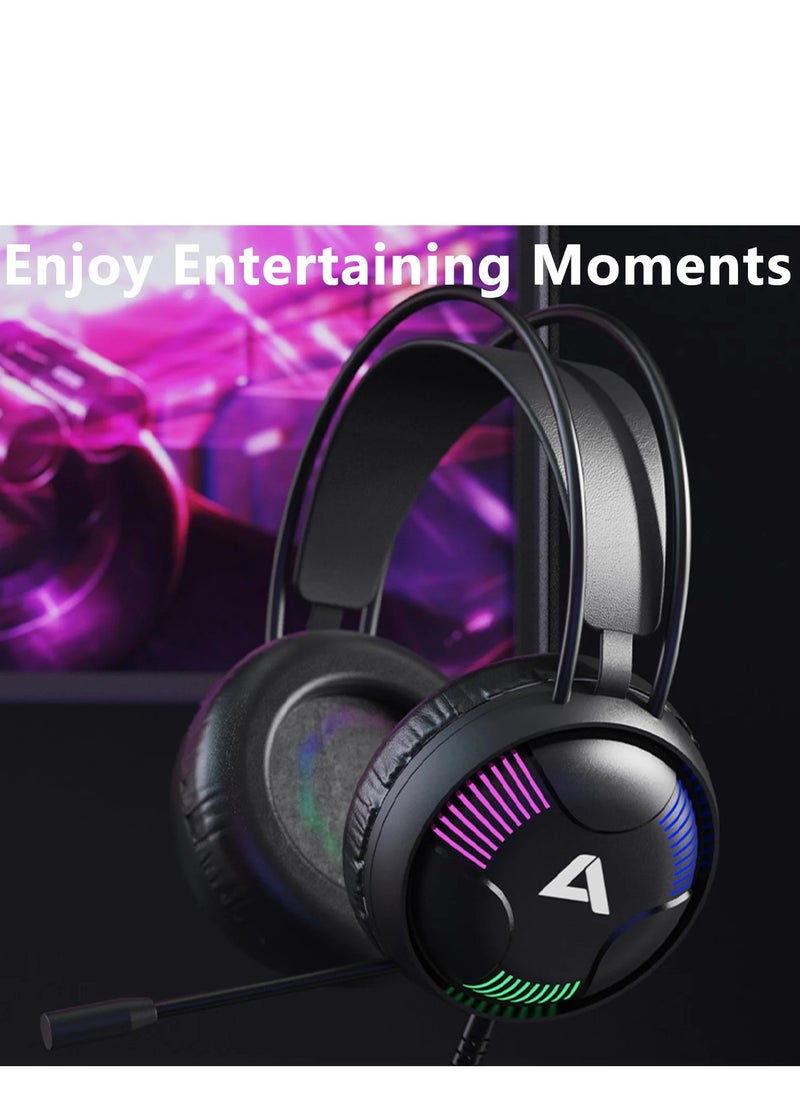 Generic - ACESTEK AH11  7.1 Surround Sound PS4 Headset with Microphone, For Games, PC Headphones, Heavy Bass, Telescopic, Noise Isolation, Wired, FPS Compatible, LED Light - Image 1