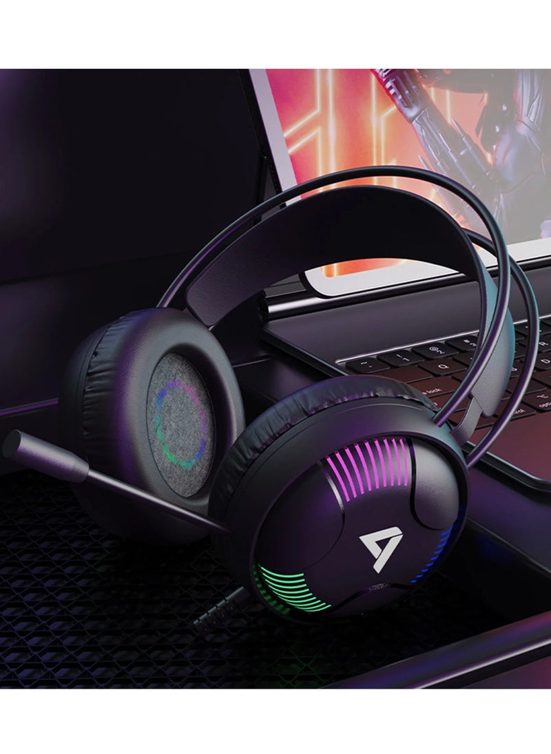 Generic - ACESTEK AH11  7.1 Surround Sound PS4 Headset with Microphone, For Games, PC Headphones, Heavy Bass, Telescopic, Noise Isolation, Wired, FPS Compatible, LED Light - Image 1