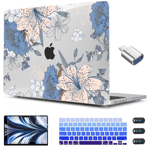 CISSOOK Compatible with MacBook Air 136 inch Case 2026 2025 2024 2022 Release A3449 A3240 A3113 A2681 Lily Flowers Hard Shell Keyboard Cover Screen Protector for MacBook Air 13 inch M2 M3 M4 M5 - Image 1
