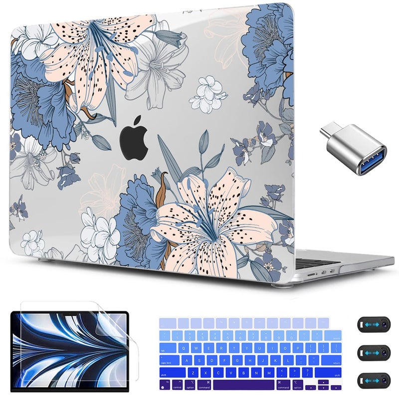 CISSOOK Compatible with MacBook Air 136 inch Case 2026 2025 2024 2022 Release A3449 A3240 A3113 A2681 Lily Flowers Hard Shell Keyboard Cover Screen Protector for MacBook Air 13 inch M2 M3 M4 M5 - Image 2